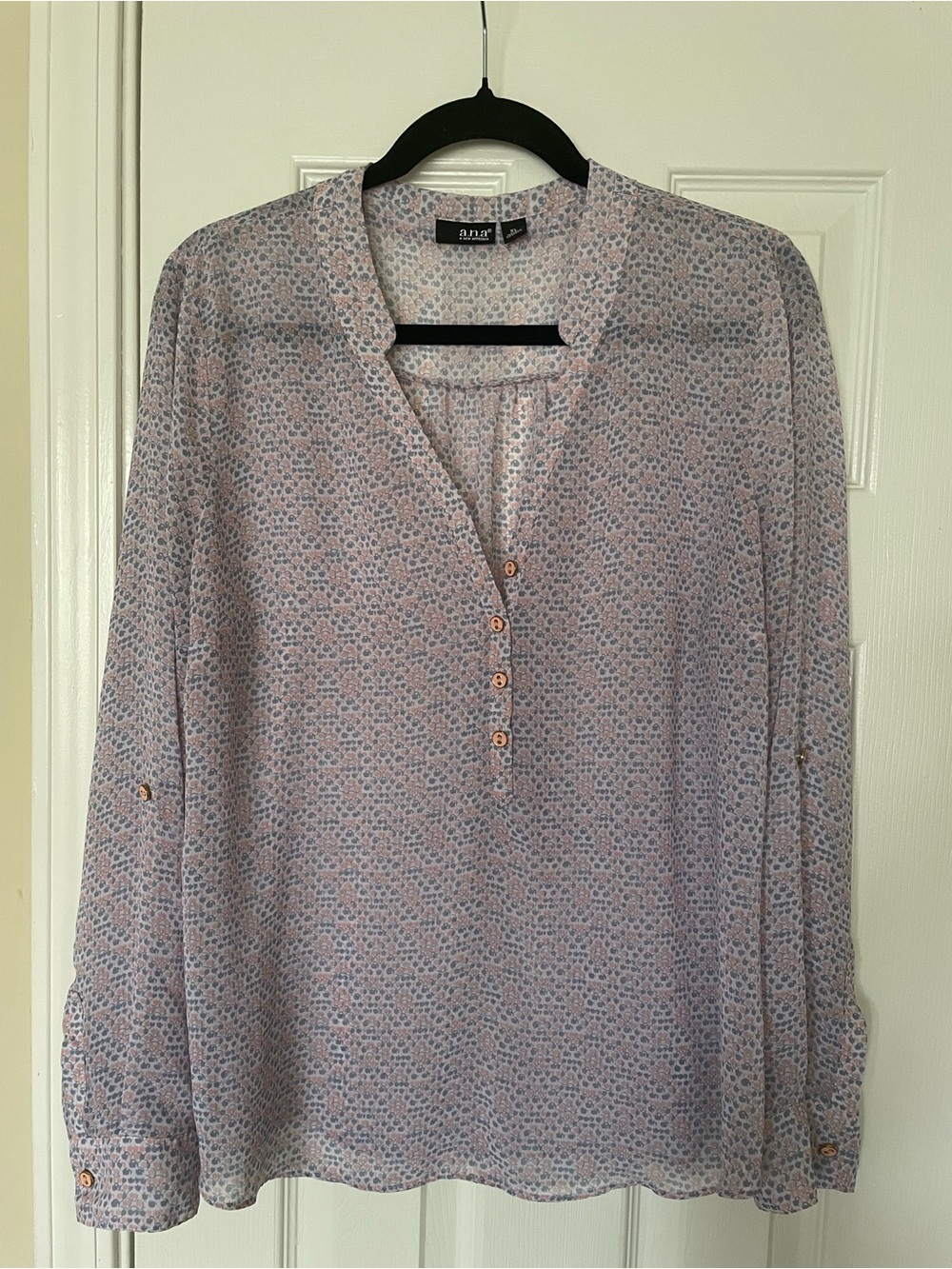 a.n.a Pink Floral Print Henley Tunic Top